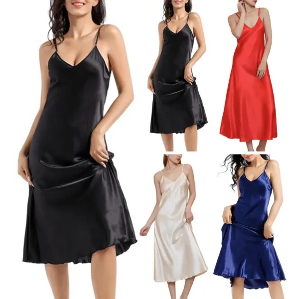 Cozy Sexy Camisole Solid Color Pyjamas Homewear Women Sleepwear Ice Silk Suspender Nightdress Sling Nightdress