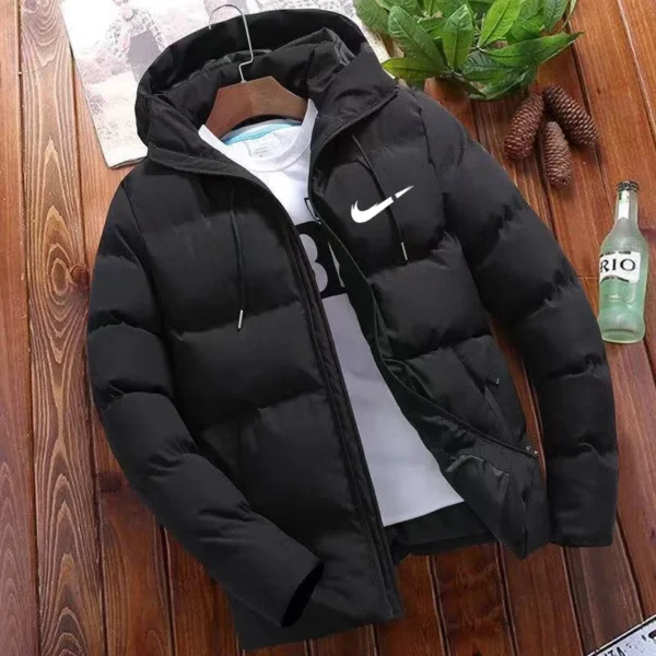 Men's Zipper Printed Hooded Jacket, Padded Cotton Jacket, Classic Fashion, High Quality, New, 2024 jaqueta masculina chamarras