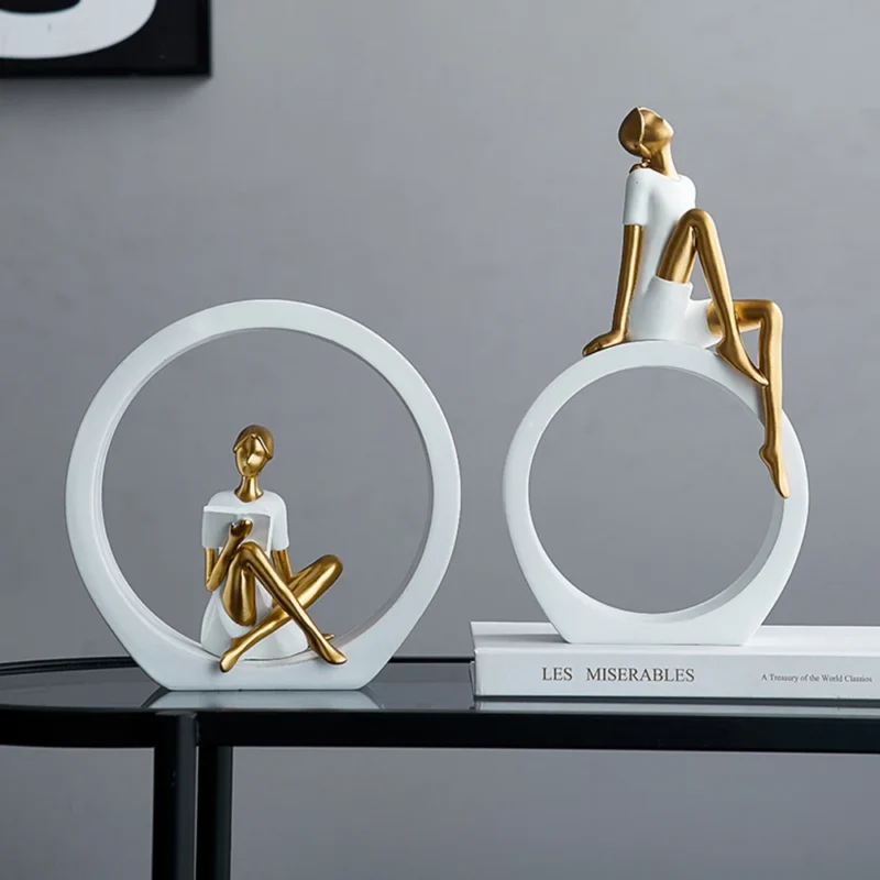 Modern Light Luxury Style Art Resin Reading Girl Figure Ornament Entryway Living Room Tv Cabinet Wine Cabinet Decorative Statue - Image 4
