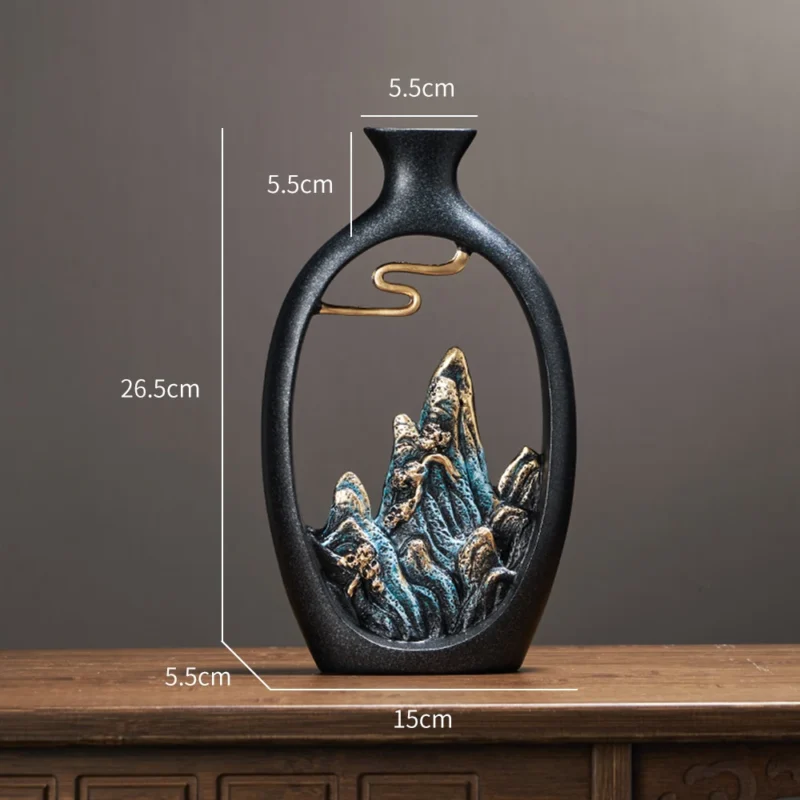 Resin Vase Table Decoration & Accessories Home Decoration Luxury New Chinese Style Mountain Scenery Vase Decoration - Image 5